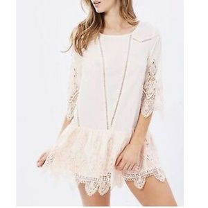 Anthropologie Suboo light peach tunic lace dress